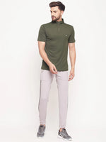 White Moon Men Dry fit Sports Gym Tshirt (Olive)