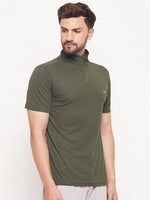 White Moon Men Dry fit Sports Gym Tshirt (Olive)