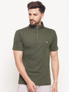 White Moon Men Dry fit Sports Gym Tshirt (Olive)