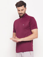 White Moon Men Dry fit Sports Gym Tshirt (Maroon)