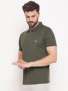 White Moon Men Dry fit Sports Gym Polo T shirt- (Olive)