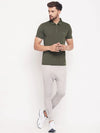 White Moon Men Dry fit Sports Gym Polo T shirt- (Olive)