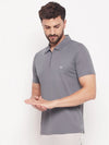 White Moon Men Dry fit Sports Gym Polo T shirt- (Grey)