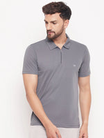 White Moon Men Dry fit Sports Gym Polo T shirt- (Grey)