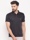 White Moon Men Dry fit Sports Gym Polo T shirt- (Black)