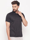 White Moon Men Dry fit Sports Gym Polo T shirt- (Black)