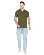 White Moon Cotton Solid Regular Fit Polo Tshirt Men Olive 1 Pc