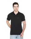 White Moon Cotton Solid Regular Fit Polo Tshirt Men Black 1 Pc