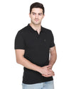 White Moon Cotton Solid Regular Fit Polo Tshirt Men Black 1 Pc