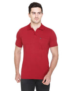 White Moon Cotton Solid Regular Fit Polo Tshirt Men Maroon 1 Pc