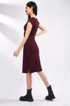 IZF Maroon Short Sleeve Midi Dress with side slits