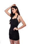 IZF Black Bustier Halter Shimmer Mini Dress