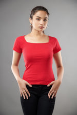 IZF Red Square Neck Top