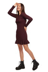 IZF Maroon Ruffle Bottom Straight Dress