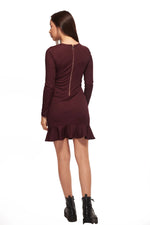 IZF Maroon Ruffle Bottom Straight Dress