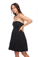 IZF Black Balloon hem off-shouldered dress