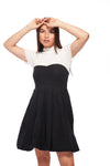 IZF Black Balloon hem off-shouldered dress