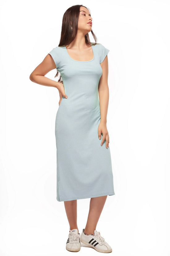 IZF Short Sleeve Midi Dress with side slits