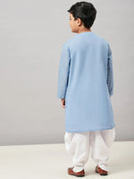 Boy's Soaking Solid Kurta set with Jacket Blue