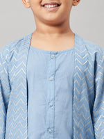 Boy's Soaking Solid Kurta set with Jacket Blue