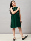 Girl's Raffle Solid Dress Green