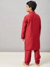 Boy's Protective Solid Kurta with Payjama Maroon