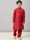 Boy's Protective Solid Kurta with Payjama Maroon