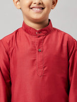 Boy's Protective Solid Kurta with Payjama Maroon