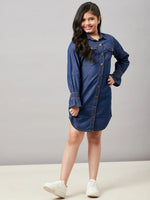 Girl's Casual Solid Dress Indigo