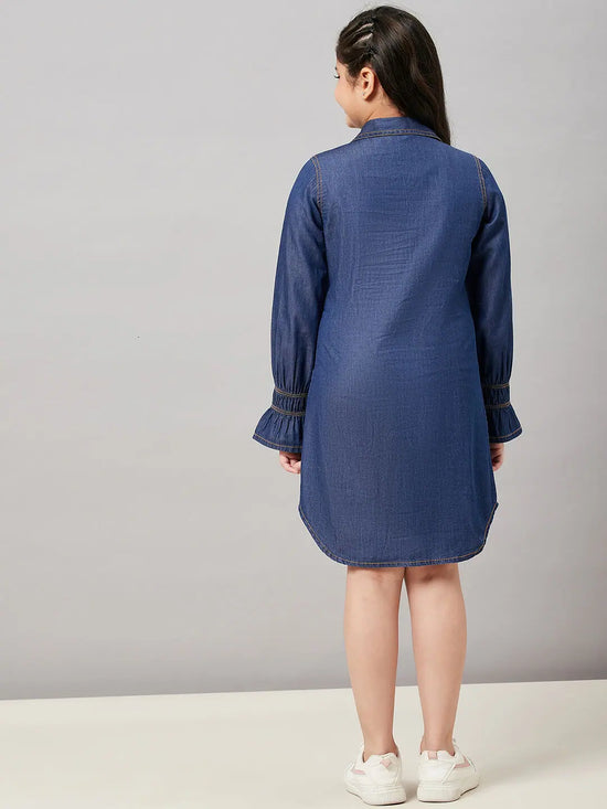 Girl's Casual Solid Dress Indigo