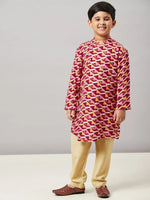 Boy's Significant Vogue Printed Kurta Set Red