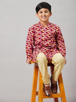 Boy's Significant Vogue Printed Kurta Set Red