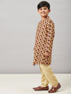 Boy's Outerwear Pro Printed Kurta Set Brown