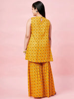 Girl's Technological Printed Kurti Set Mustard Yellow