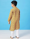 Boy's Sequential Printed Kurta Set Mustard Yellow