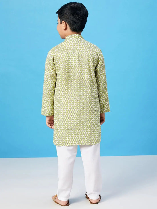 Boy's Wear Pro Printed Kurta Set Green