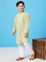 Boy's Wear Pro Printed Kurta Set Green