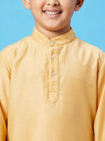 Boy's Recent Slew Solid Kurta Set Yellow