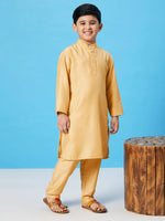 Boy's Recent Slew Solid Kurta Set Yellow