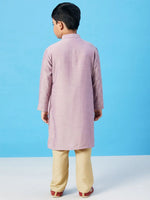 Boy's Clean Clothing Solid Kurta Set Purple