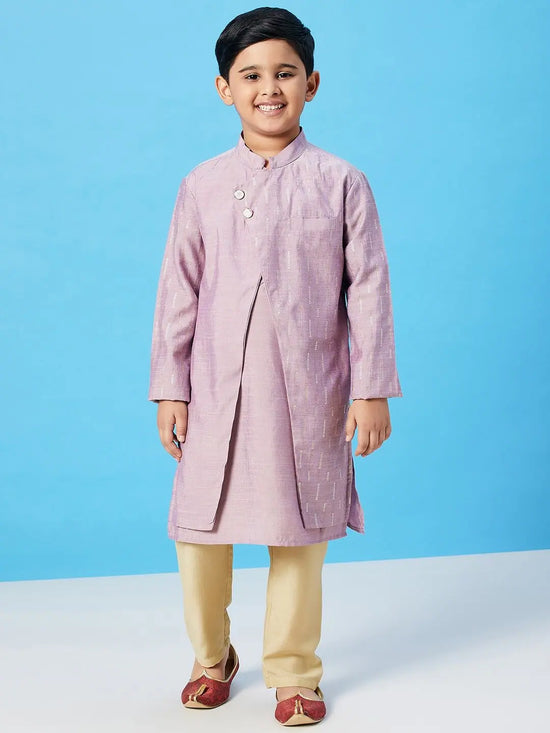 Boy's Clean Clothing Solid Kurta Set Purple