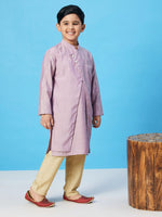 Boy's Clean Clothing Solid Kurta Set Purple