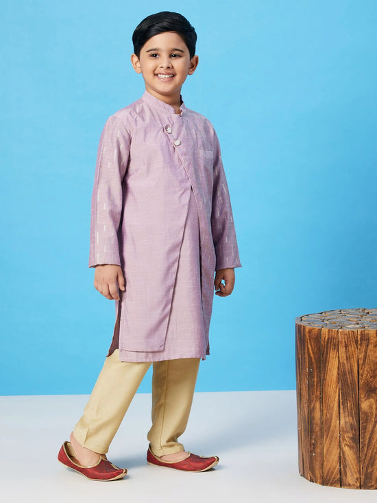 Boy's Clean Clothing Solid Kurta Set Purple