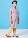 Boy's Clean Clothing Solid Kurta Set Purple