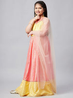 Girl's Orderly Printed Lehenga Pink