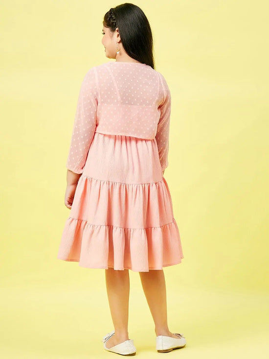 Girl's Piece Solid Dress Peach