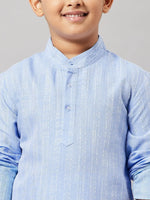 Boy's Made Solid Kurta set with Jacket Blue