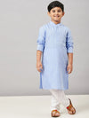 Boy's Made Solid Kurta set with Jacket Blue