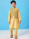 Boy's Showy Apparel Printed Kurta set with Jacket Yellow