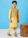 Boy's Showy Apparel Printed Kurta set with Jacket Yellow